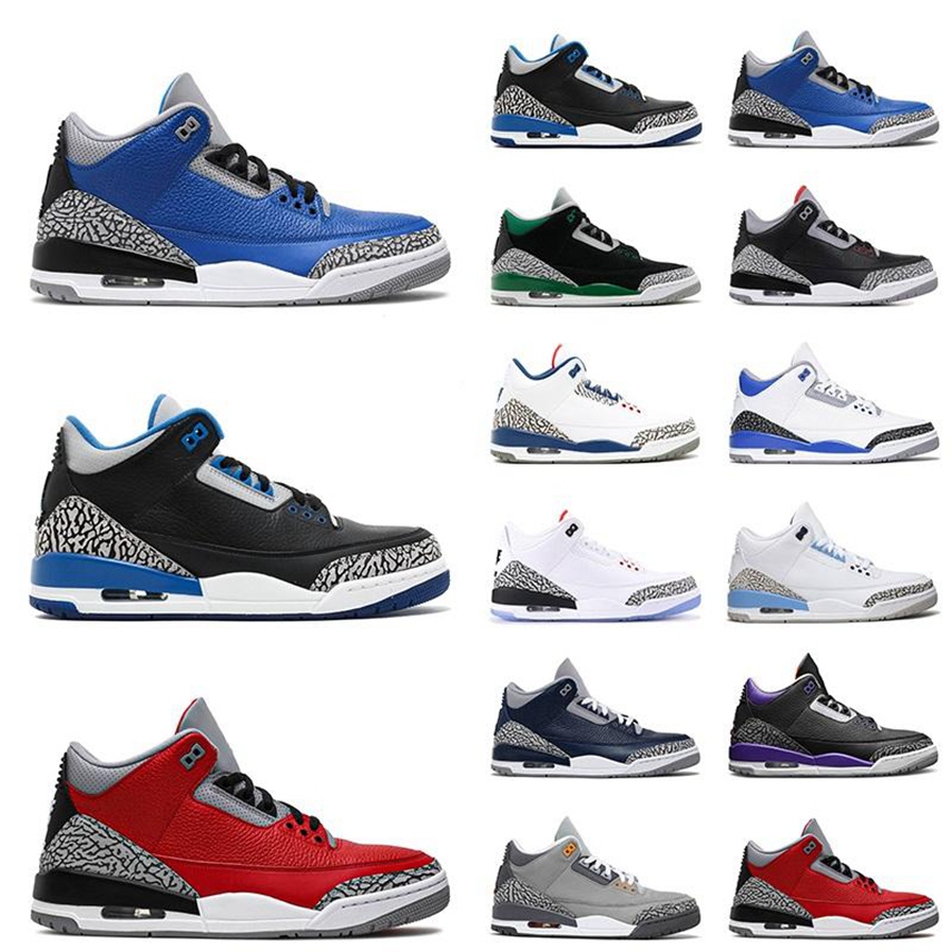 

Jumpman 3 Basketball Shoes For Mens 3s Cardinal Red Pine Green Racer Blue Medium Grey Midnight Navy Black Cat Pure White Trainers Outdoor Sports Sneakers sz40-46, 11