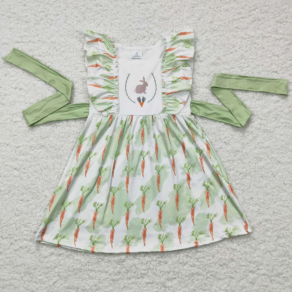 

Fashion Easter Day Boutique Girls Dress Bunny Carrot Cute Toddler Baby Girl Dresses Short Sleeve Wholesale Children Clothes Girl Set, Watermelon red