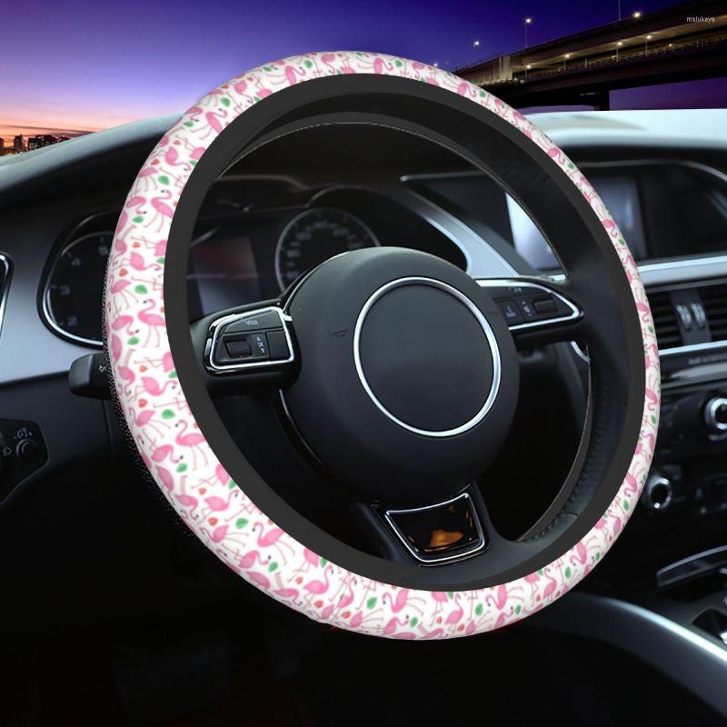 

Steering Wheel Covers Flamingo Seamless Pattern 37-38cm Women Men Anti-Slip Protector Fit For SUV Car Accessories