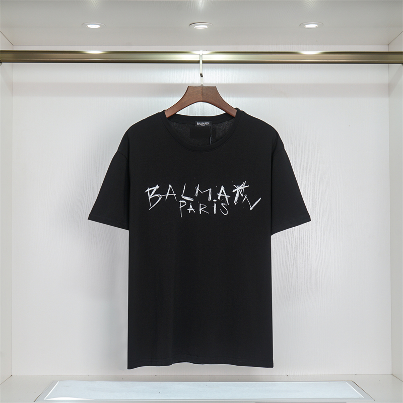 

Balmain Fashion Brand Designer Mens T Shirt Luxurious Simple Hand Painted Letter Print Short Sleeve Round Neck Summer Casual T-Shirt Top Black Asian Size S-3XL