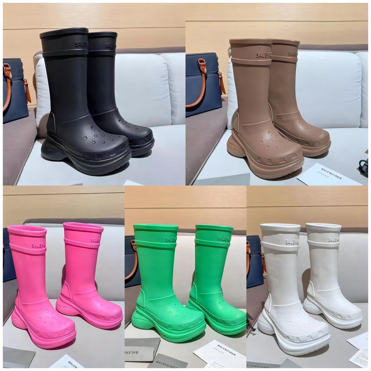 

2023 Luxury Paris Croc Arch EVA Rubber boots women shoes brown bright pink white black green fashion outdoor boot winter high designer booties EUR 35-42