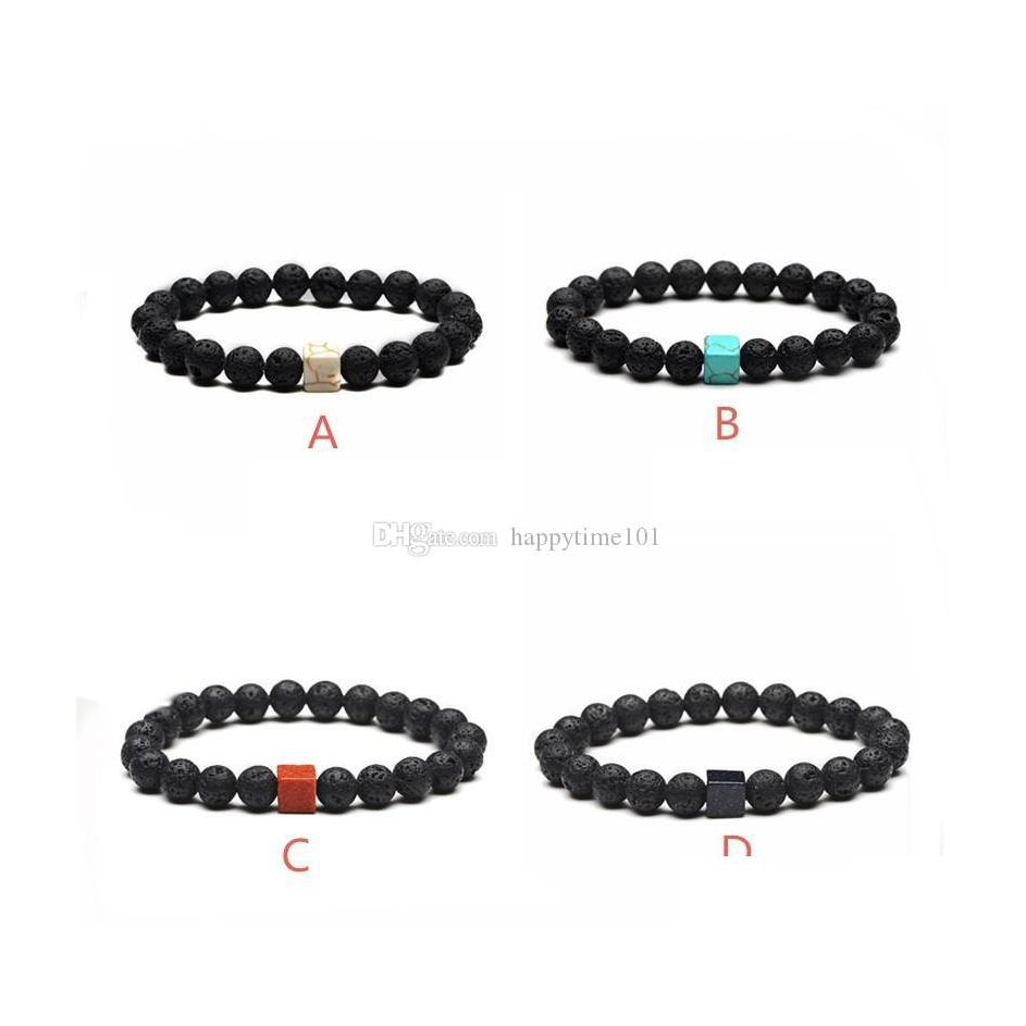 

Charm Bracelets 8Mm Natural Stone Lava Rock Bracelet Cube Zinc Color Aromatherapy Essential Oil Diffuser Drop Delivery Jewelry Bracel Dhe8W