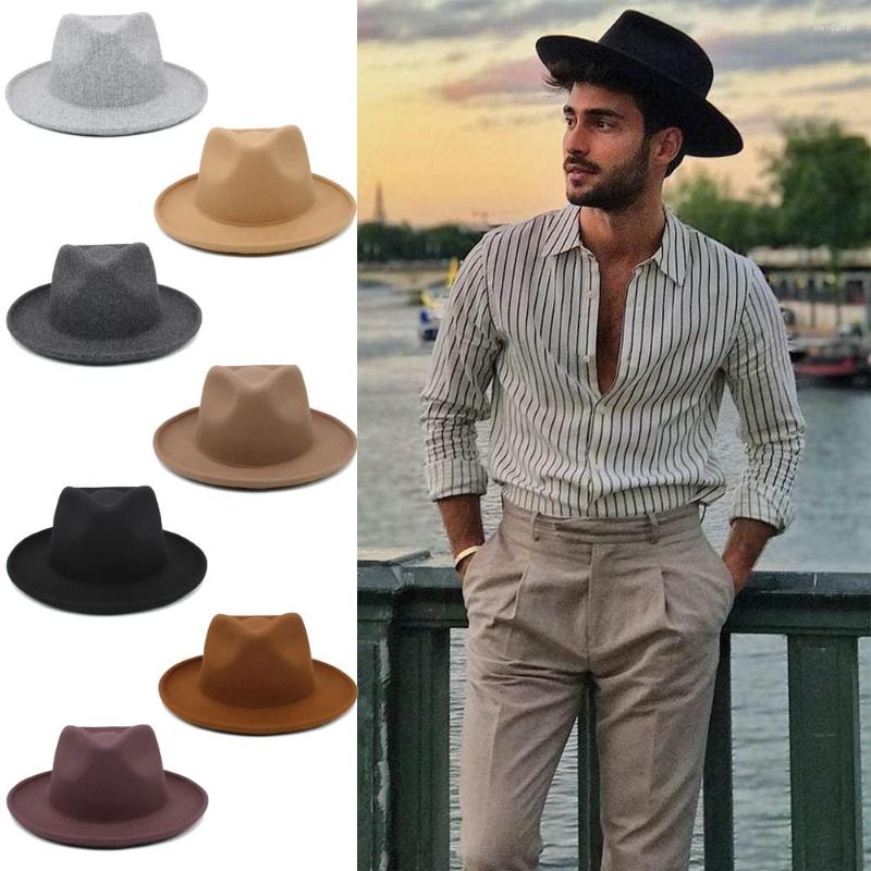 

Berets Men Women Wool Blend Solid Panama Hats Wide Brim Sunhat Street Style Fedora Caps Retro Trilby Travel US Size 7 1/8-7 3/8 UK M-L, Lavender