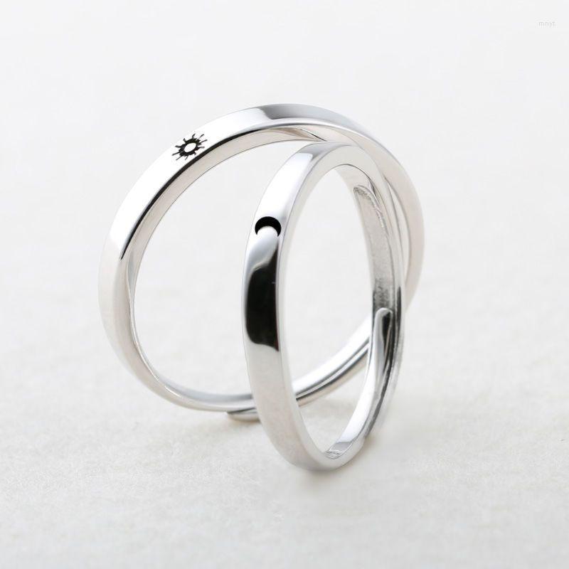 

Cluster Rings 2Pcs Sun And Moon Lover Couple Set Promise Wedding Bands For Him Her Drop Ship