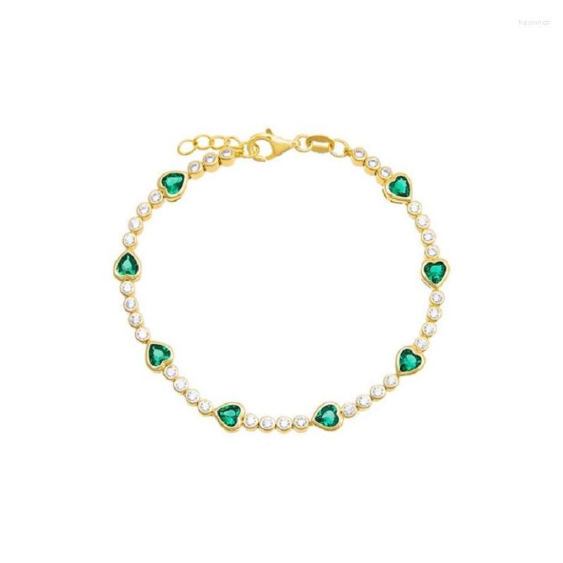 

Charm Bracelets Gold Plated Mix Round Heart Shaped Bezel CZ Tennis Chain Bracelet For Women Fashion 2023 Valentine's Day Gift Girlfriend