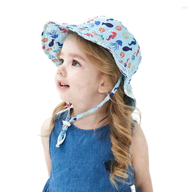 

Berets Unisex Children Foldable Bucket Hat Beach Sun Street Headwear Fisherman Outdoor Cap Kids Girls' Adjustable Floral