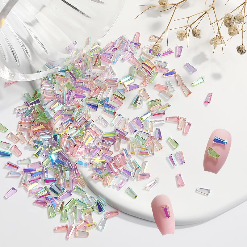 

Nail Art Decorations 50/100Pcs 3x6mm Bling 3D Trapezoid Shape Flat Back Stone Resin Parts Clear Jelly Rhinestones Some Acrylic Accessories