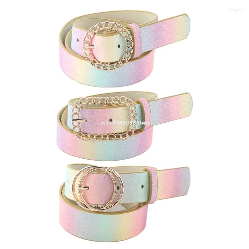 

Belts Vintage Rainbow Color All-match Waist Belt For Women Alloy Buckle Ladies Dress Fashion Female Accessories Dropship, Black