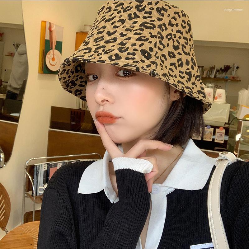 

Berets K148 Women's Hat Leopard Stripes Panama 2022 Bucket Bob Summer Face Cap Girl Fashion Sun Visor, White