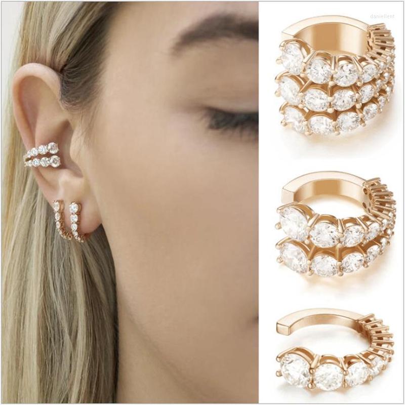 

Backs Earrings Fashion Crystal Ear Clip Multi-Layer Rhinestone Cuff Trendy C Shaped Earring For Women Jewelry Accessories