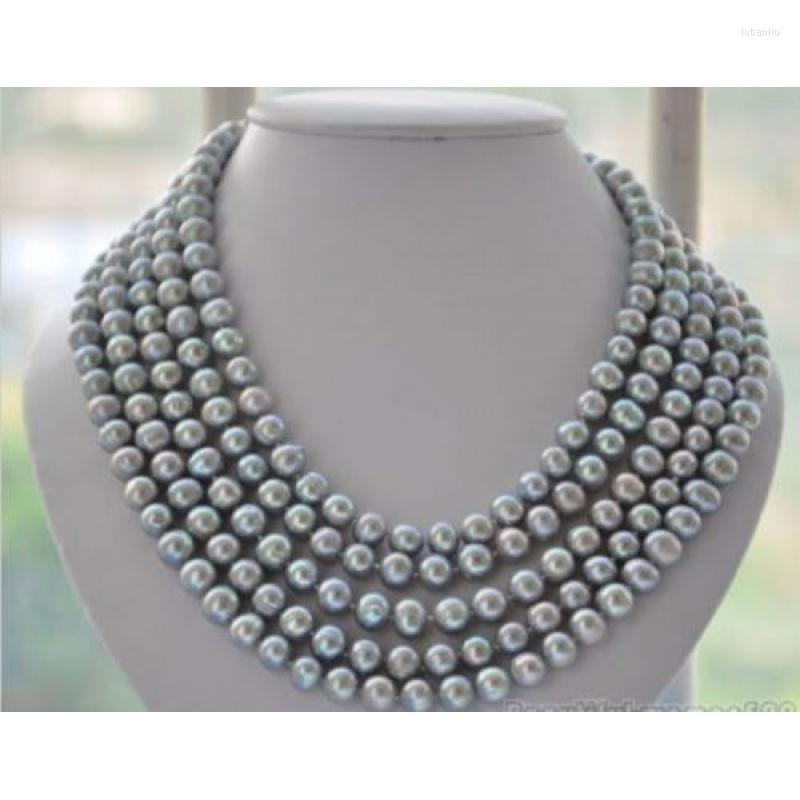 

Chains Long Pearl Nelace 100'' 8-9mm Freshwater Gray 14K Gold Clasp