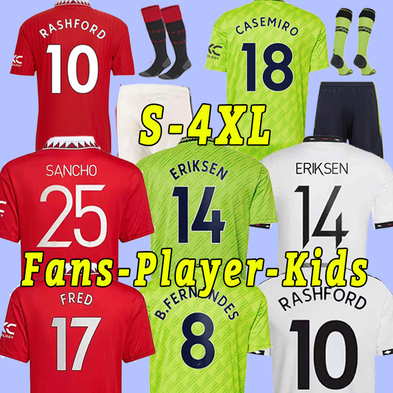 

3XL  22 23 SANCHO MaNs soccer jerseys ERIKSON MARTINEZ VARANE GREENWOOD RASHFORD player version MANCHESTEReS B.FERNANDES Malacia McTominay UtD Men Kids Child, Home