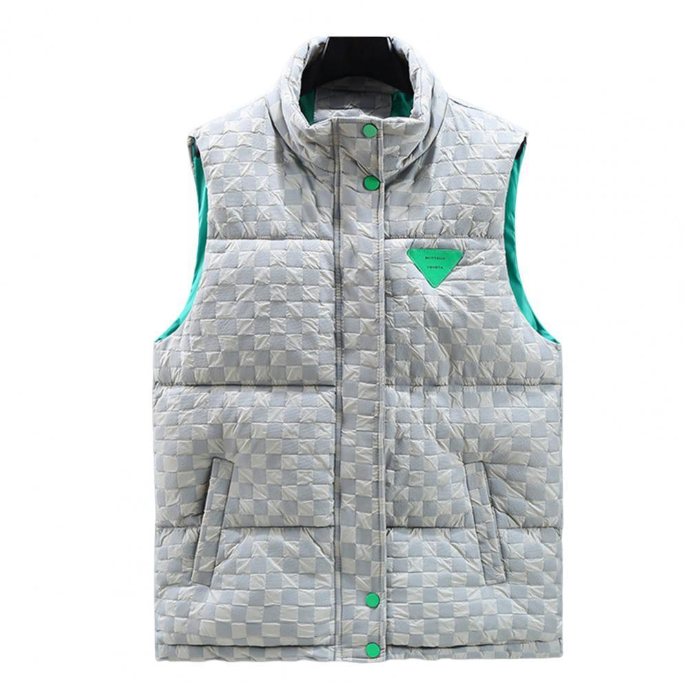 

Men's Vests Autumn Winter Men Waistcoat Solid Color Plaid Stand Collar Windproof Vest Plus Size Quilted Sleeveless Coat Streetwear 221202, Blue