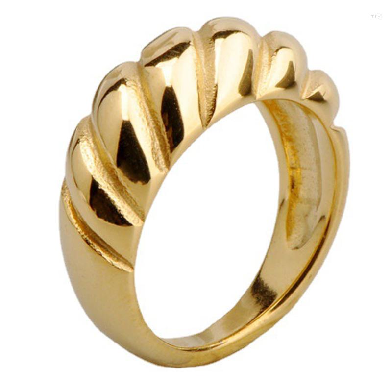 

Cluster Rings Trumium Gold Silver Color Twist Bread Shape For Women Accessories Titanium Steel Finger Ring Jewelry Gifts Bague Anillo