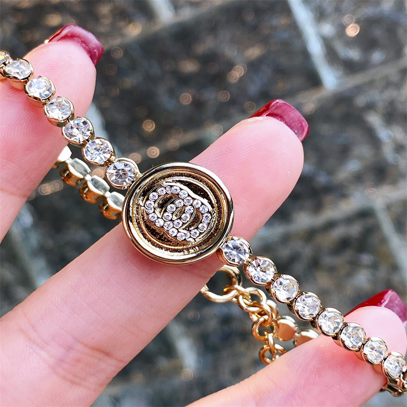 

Super hot gold bracelet rhinestones full of diamond particles luxury earrings that twinkle in natural light designer necklace with box