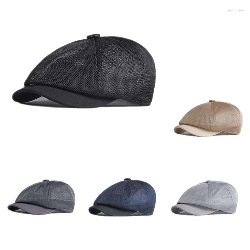 

Berets LDSLYJR 2022 Acrylic Spring Summer Solid Mesh Sboy Caps Flat Peaked Cap Men And Women 03, Black