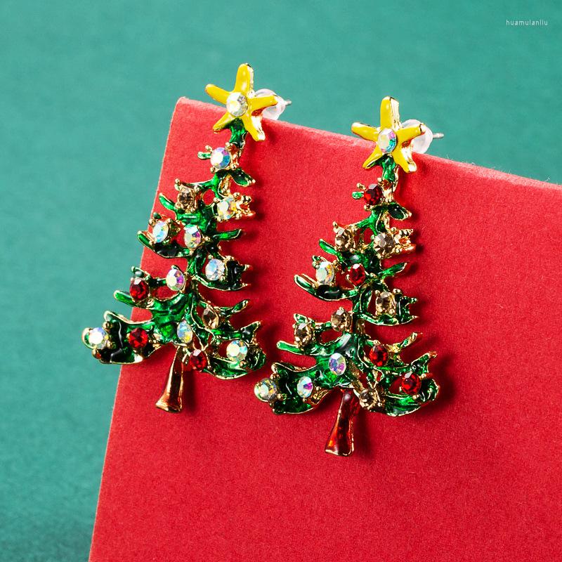 

Dangle Earrings Colored Rhinestone Christmas Tree 2022 Series Jewelry Accessories
