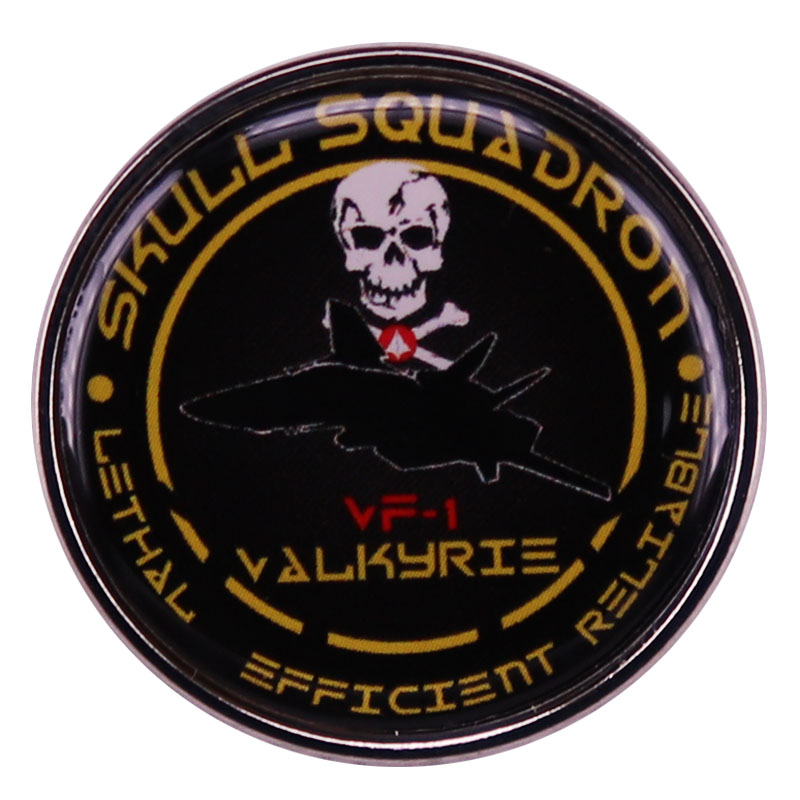 

Skull Squadron Enamel Pin Macross Robotech VF-1-Valkyrie Badge, As picture
