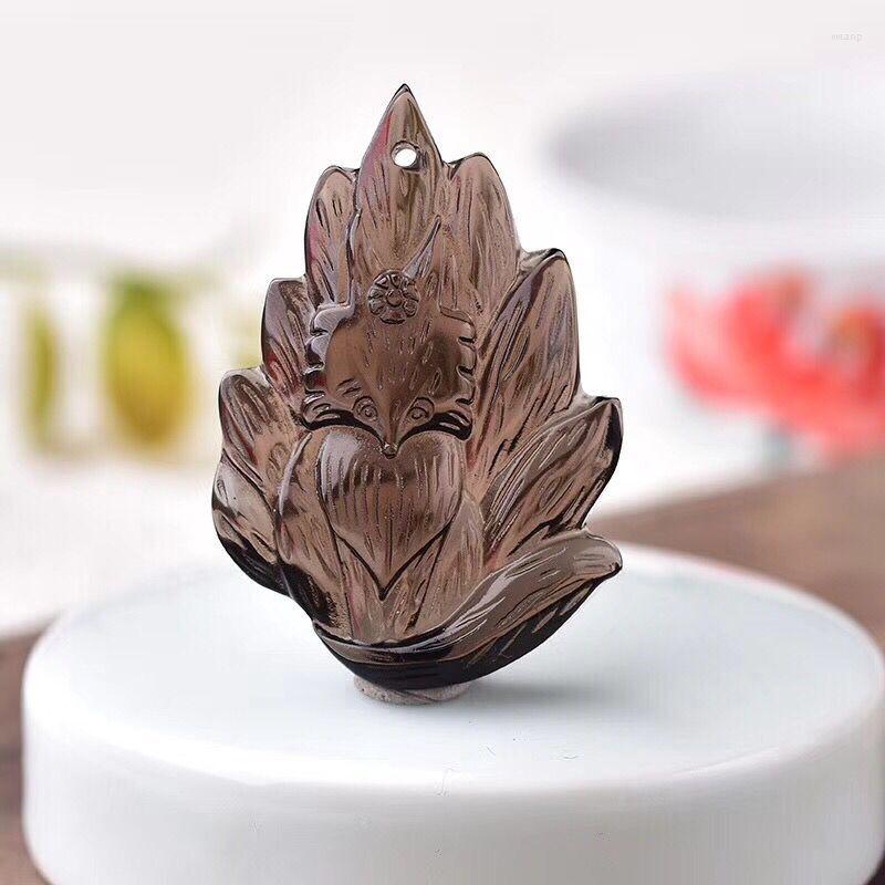 

Pendant Necklaces Wholesale Fine Black Natural Obsidian Stone Necklace Nine Tails Lucky For Women Men Fashion Jewelry JoursNeige