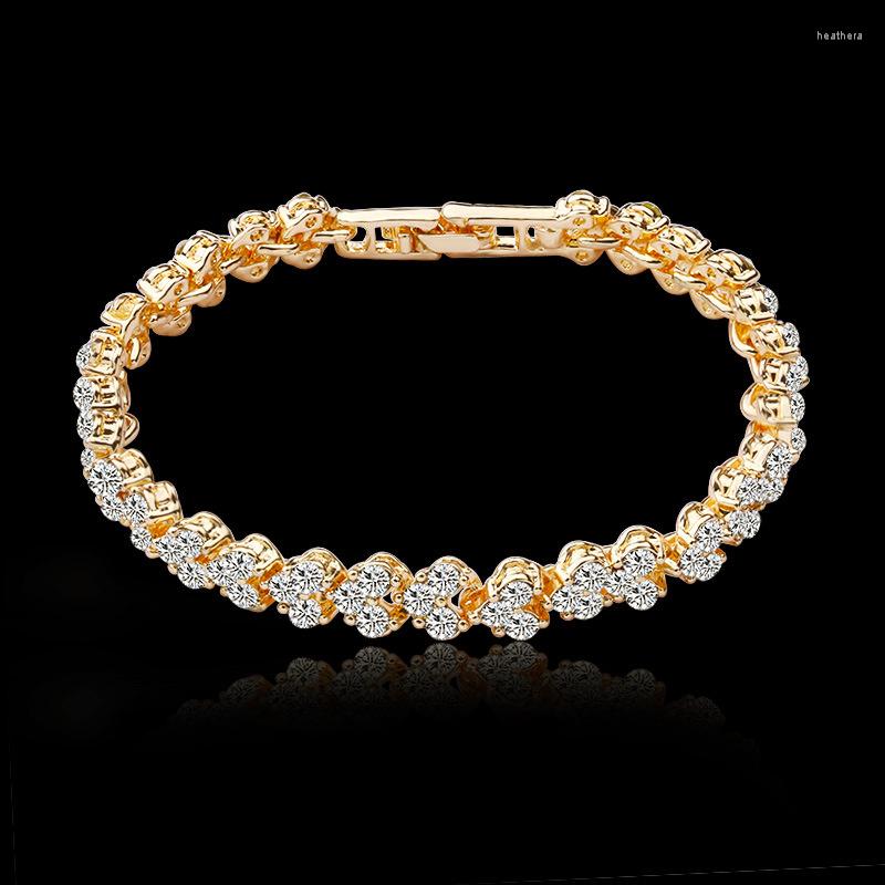 

Link Bracelets Temperament Roman Crystal Simple Diamond Full Zircon Bracelet Silver-plated Selling Jewelry