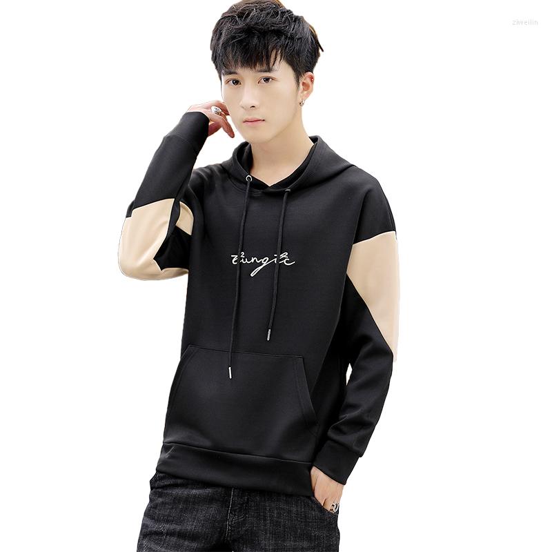 

Men's Hoodies Fashion Autumn Hoodie Casual Patchwork Hooded Top Men Sweatshirt With Pockets Coat 2022 ., Black