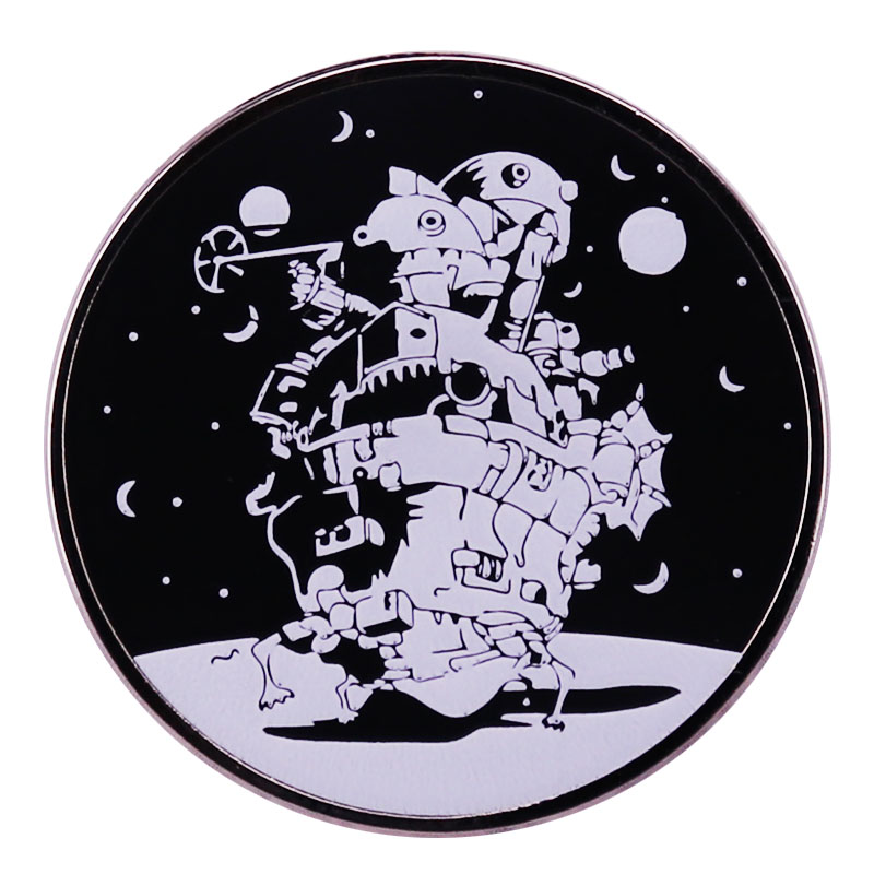 

Howls Moving Castle Badge Space Starry Night Castle Brooch Pin, As picture