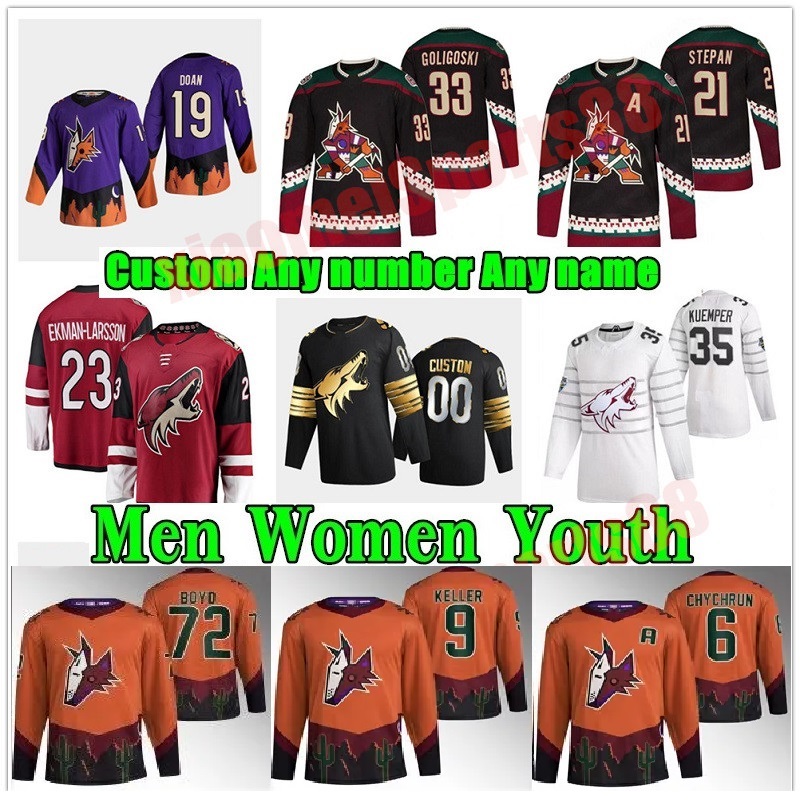 

2022-23 Reverse Retro Jersey Men Women Youth Clayton Keller Coyotes Jakob Chychrun Shayne Gostisbehere Andrew Ladd Travis Boyd Connor Ingram Zack jerseys, As shown in illustration