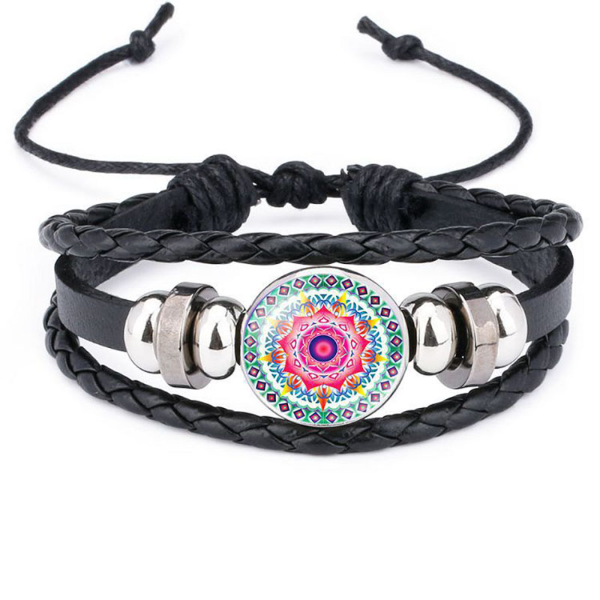

Mandala Bracelet Indian Yoga Buddhismus Glass Cabochon Bracelets Adjustable Multilayer Wrap Bracelets Cuffs Fashion Jewelry Gift
