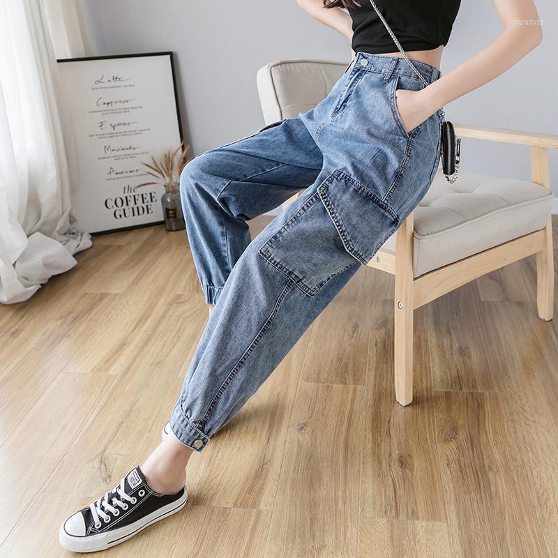 

Women' Jeans Workwear Ladies Loose Autumn 2022 Korean Version Of The High Waist Small Man Harlan Pants Daddy, Blue
