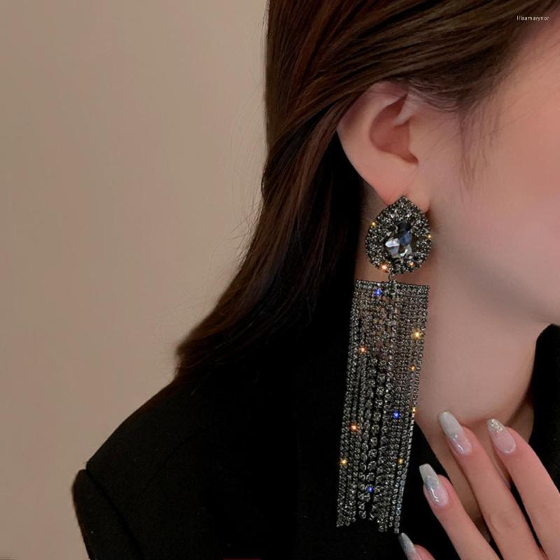 

Dangle Earrings Crystal 925 Fashion Drop Simple Rhinestone Long Tassel Party Wedding Jewelry Gifts Earring