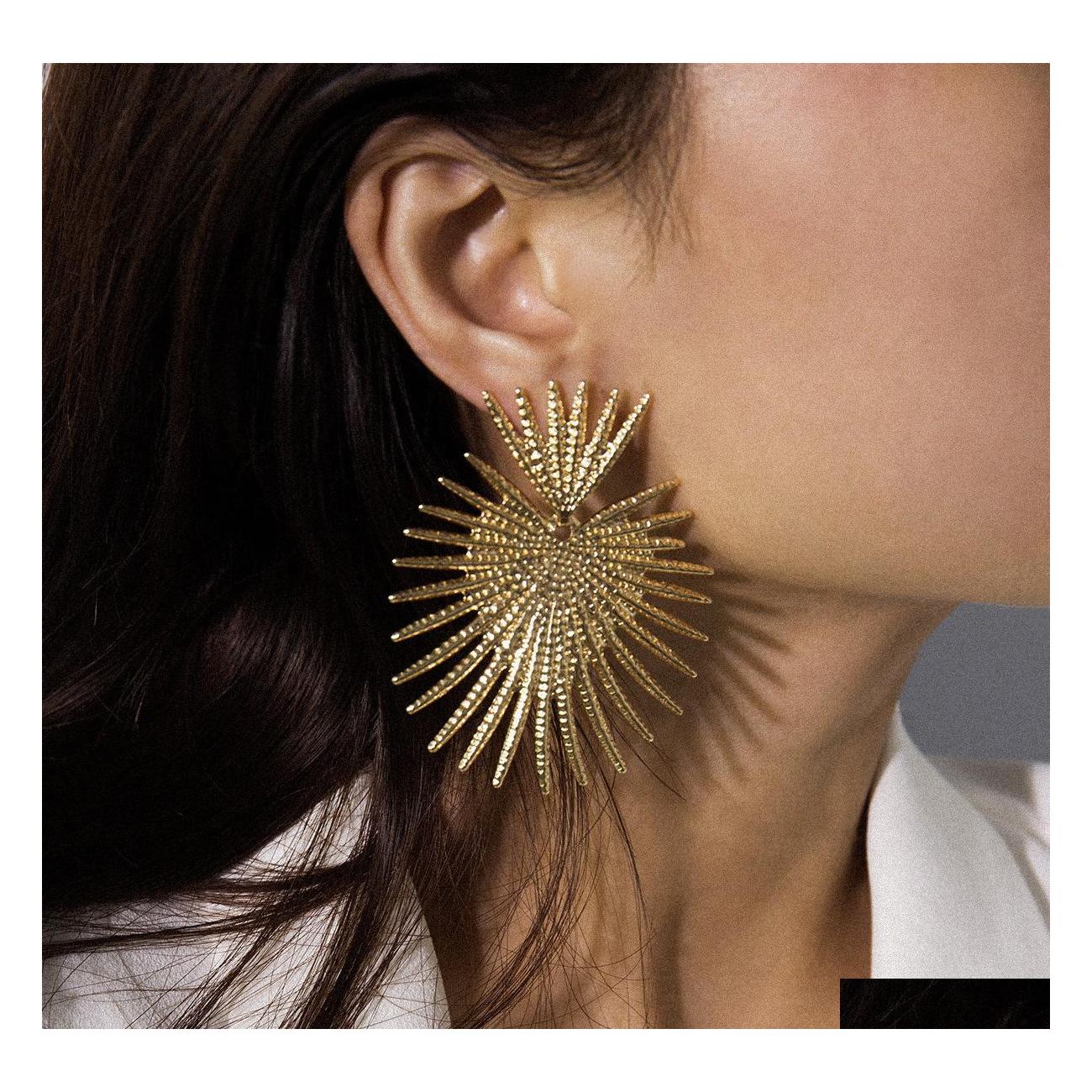

Stud Fashion Jewelry Geometric Metal Sector Exaggerated Earrings Drop Delivery Dh3Jy