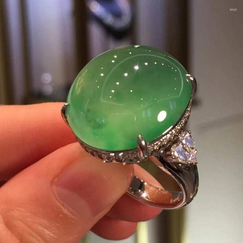 

Cluster Rings Original Natural Chalcedony Species Green For Women Fresh Classic Luxury Engagement Silver Jewelry Adjustable