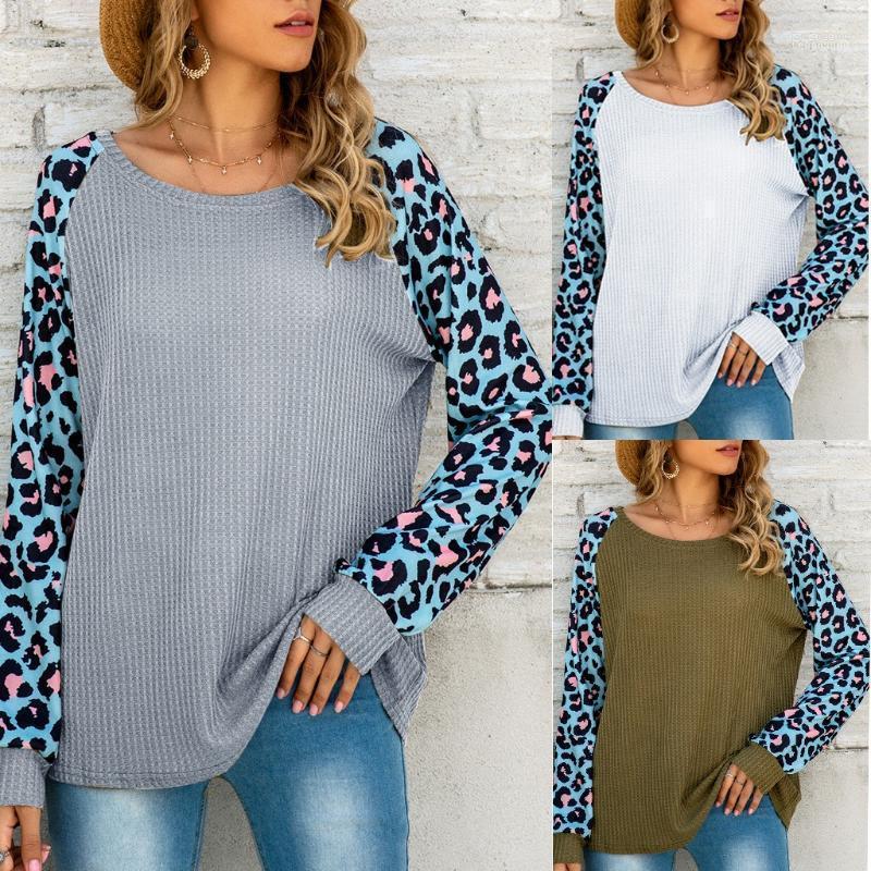 

Women' Blouses Women' Fashion Casual Leopard Print Round Neck Long Sleeve Loose Shirt Tops Blouse O-neck Cotton Holiday Winter#45