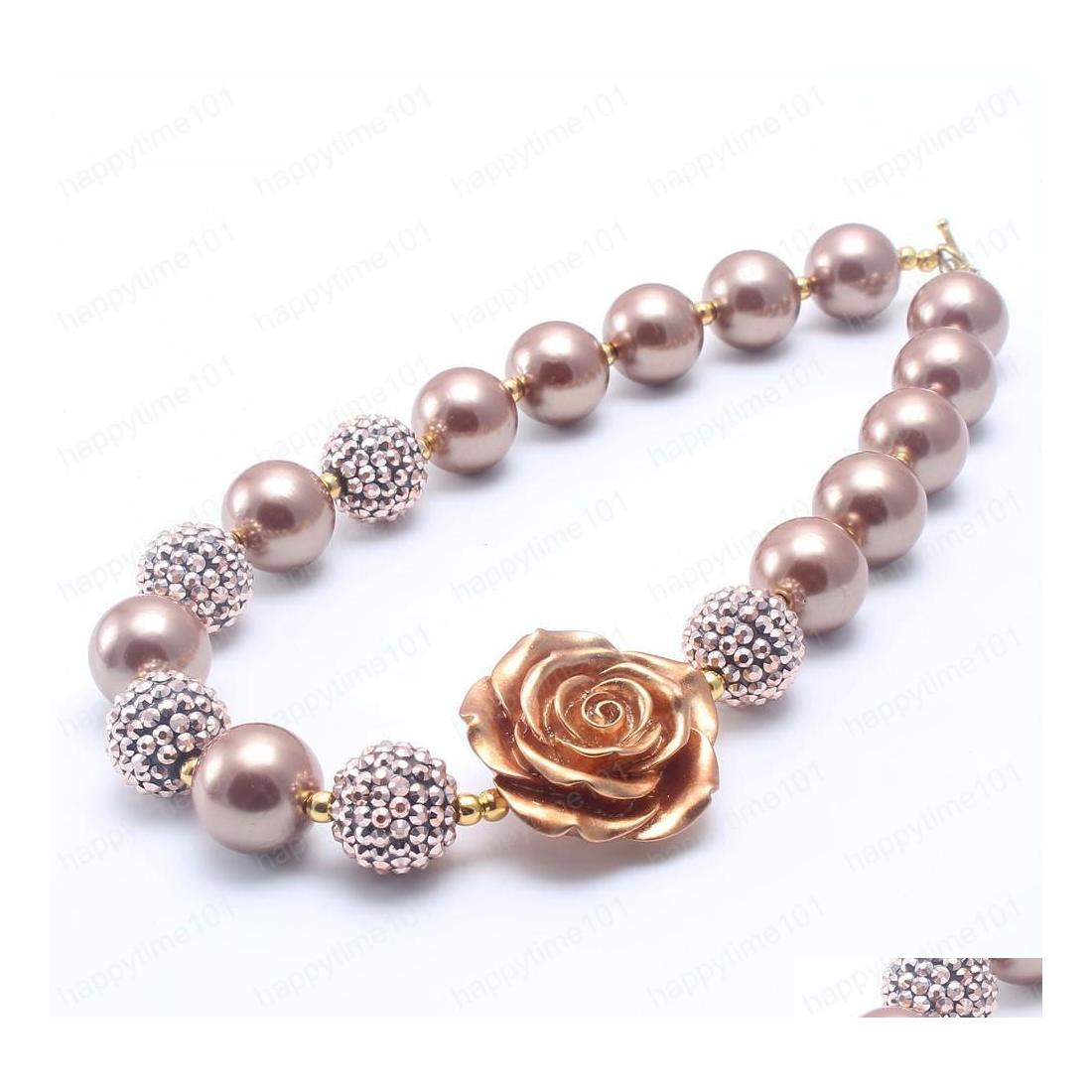

Pendant Necklaces Est Design Baby Kid Chunky Necklace Gold Color Flower Girl Kids Bubblegum Bead Children Jewelry Drop Delivery Neck Dhju7