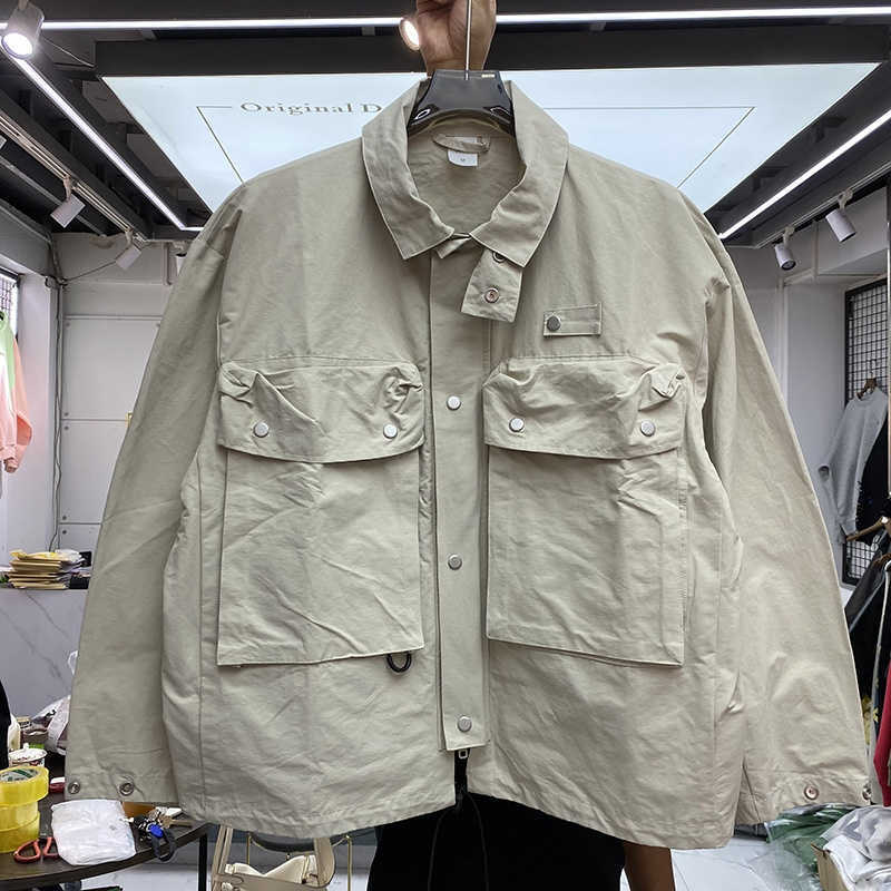 

Men's Jackets High Street Multi Pocket Twist Buckle Workwear Simple Outdoor Sports Jacket Loose Windproof Jacket Men's And Women's Jacket T221130, Black