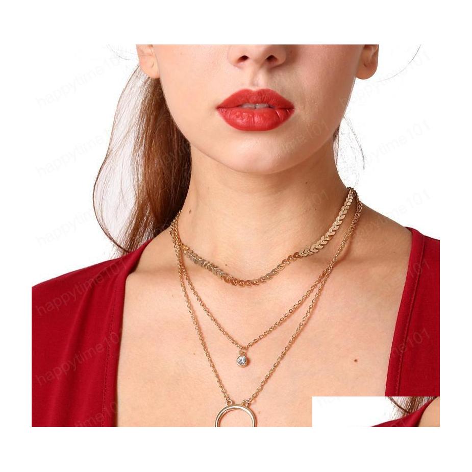 

Pendant Necklaces Ethnic Style Retro C Shaped Necklace Metal Crystal Sier Pendant Necklaces Women Mti Layer Clavicle Snake Chains Je Dhl29