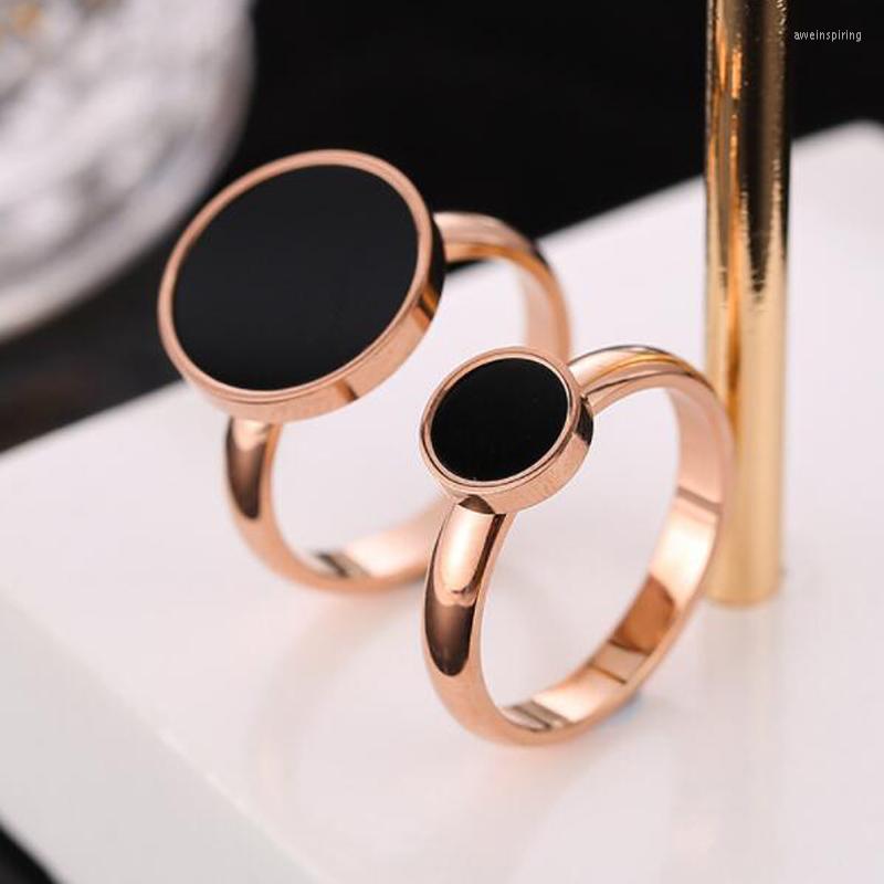

Wedding Rings 2022 Style Vintage Ring For Women Minimalist Rose Gold Color Round Acrylic Stone 316L Stainless Steel Jewlery