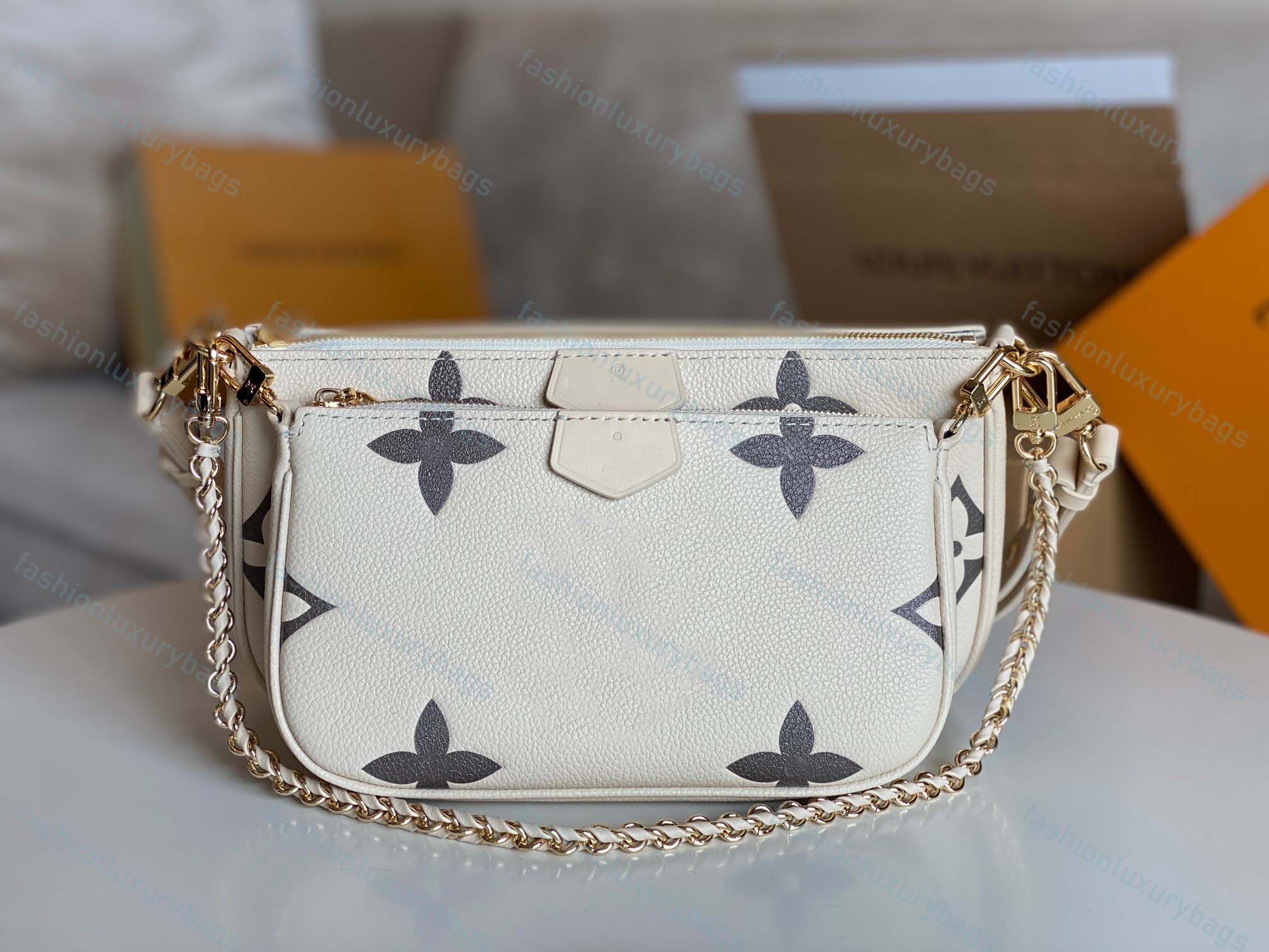 

Multi Pochette Accessoires cross body bags Louiseity Embossed Black Cream Designers Womens Handbags Purses Leather Black/Cream Two-In-One Bag Viutonity, Customize