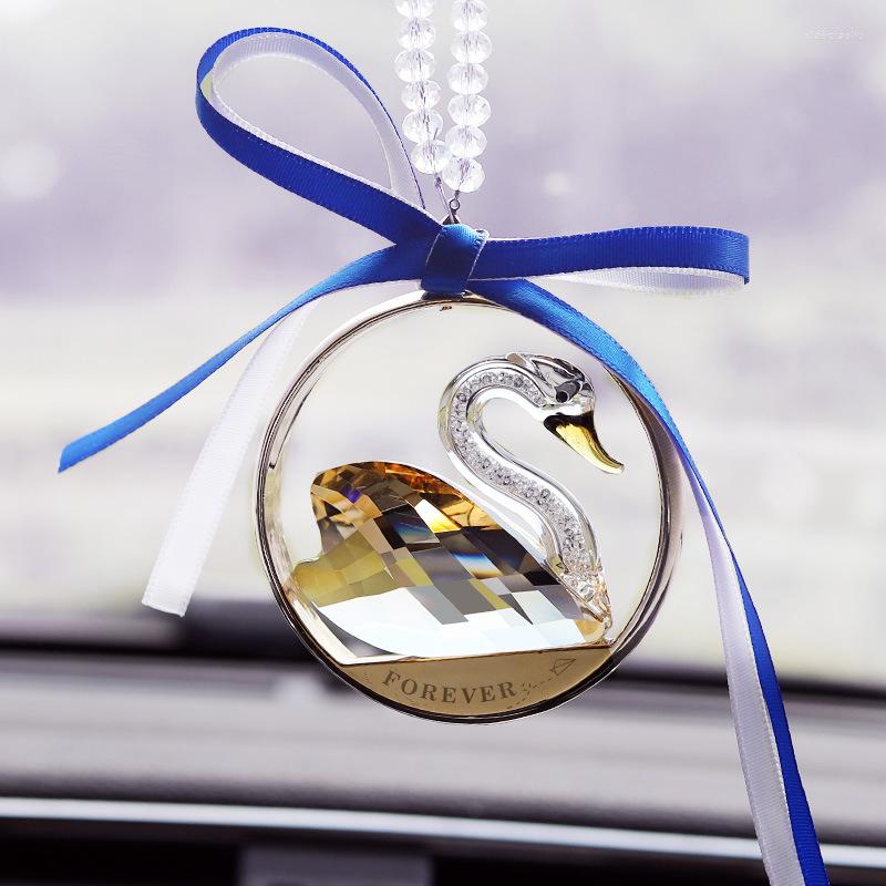 

Interior Decorations Car Crystal Pendants Creative Swan Ladies Ornaments Rearview Mirror Ornament Hanging 2022