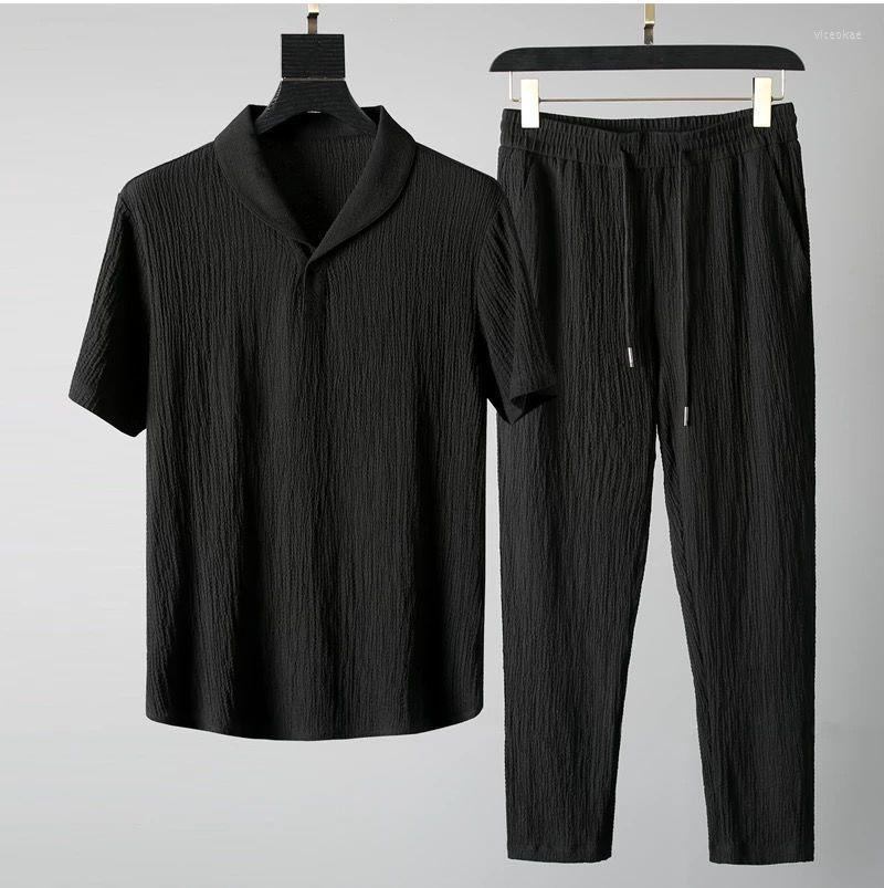 

Men's Tracksuits Arrival Men Fashion Classic Shirt Business Casual Shirts A Set Of Clothes Size -4xl, Black