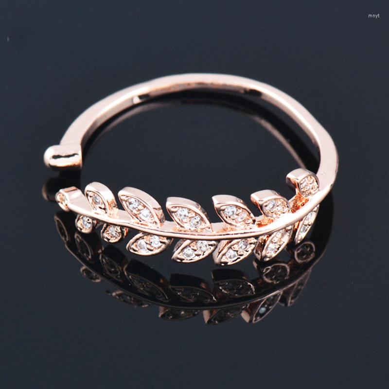 

Cluster Rings SINLEERY Korean Fashion Leaf For Women Cubic Zirconia Rose Gold Silver Color Jewelry Ring Adjusteble Accessories JZ036 SSB
