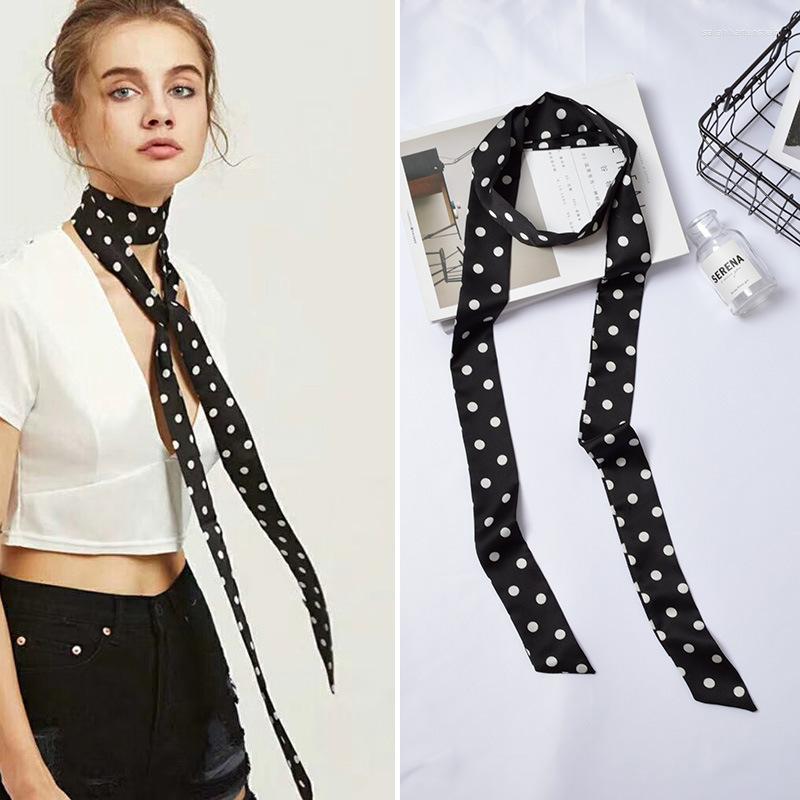 

Scarves 200cm Long Skinny Silk Neck Scarf Women Dot Print Hair Band Bag Handle Decorate Lady Collar Tie 2022 Headband