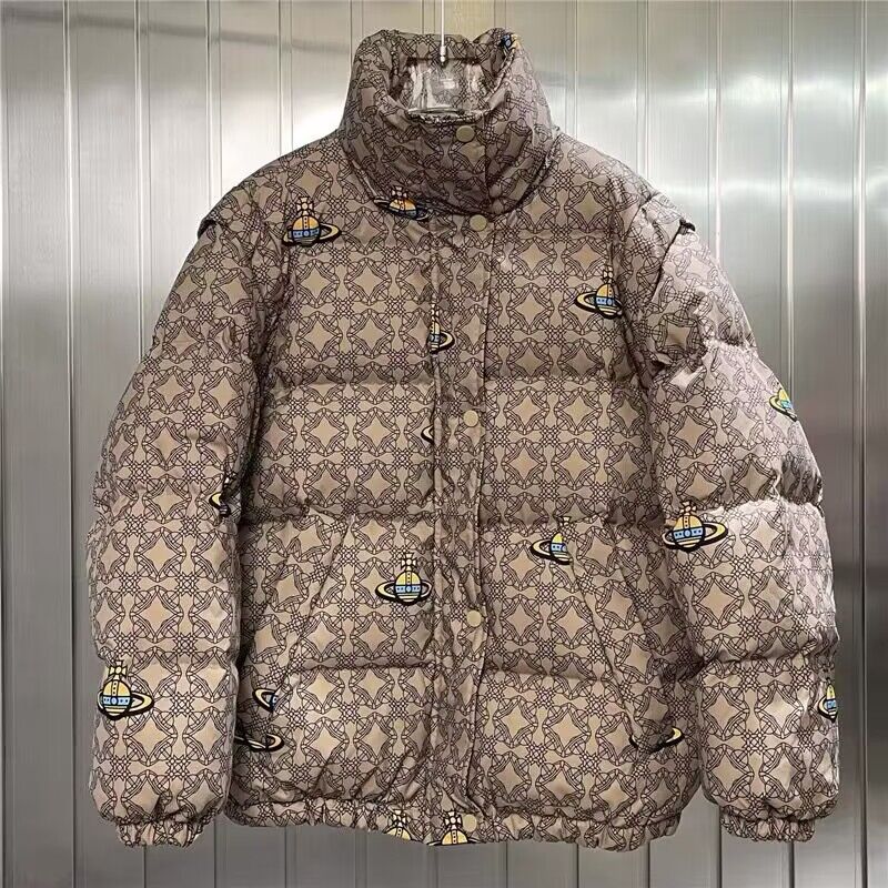 

2022FW Men Winter Jacket Parkas Streetwear Harajuku Print Warm Thick Puffer Jackets Fashion Hip Hop Casual Loose Bubble Coat Clothes, Flower