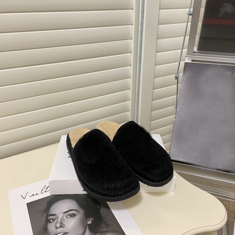 

2022 Indoor Flat Shoes Sandals Winter Warm Fur Ladies Lightweight Breathable Furry Wool Designer Slide Muffin cake thick bottom wool cool mop Prom Wedding Dress, Black