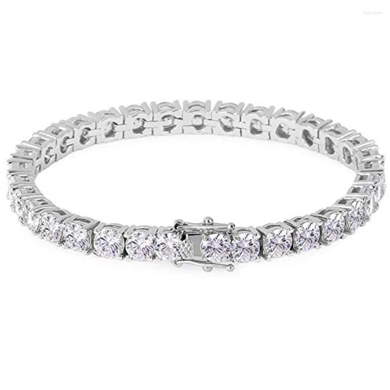 

Link Bracelets Women Zircon Luxury Tennis Bracelet Non Toxic Jewelry Accessories Fashion Hip Hop Charm Round Gift Durable Crystal Chain