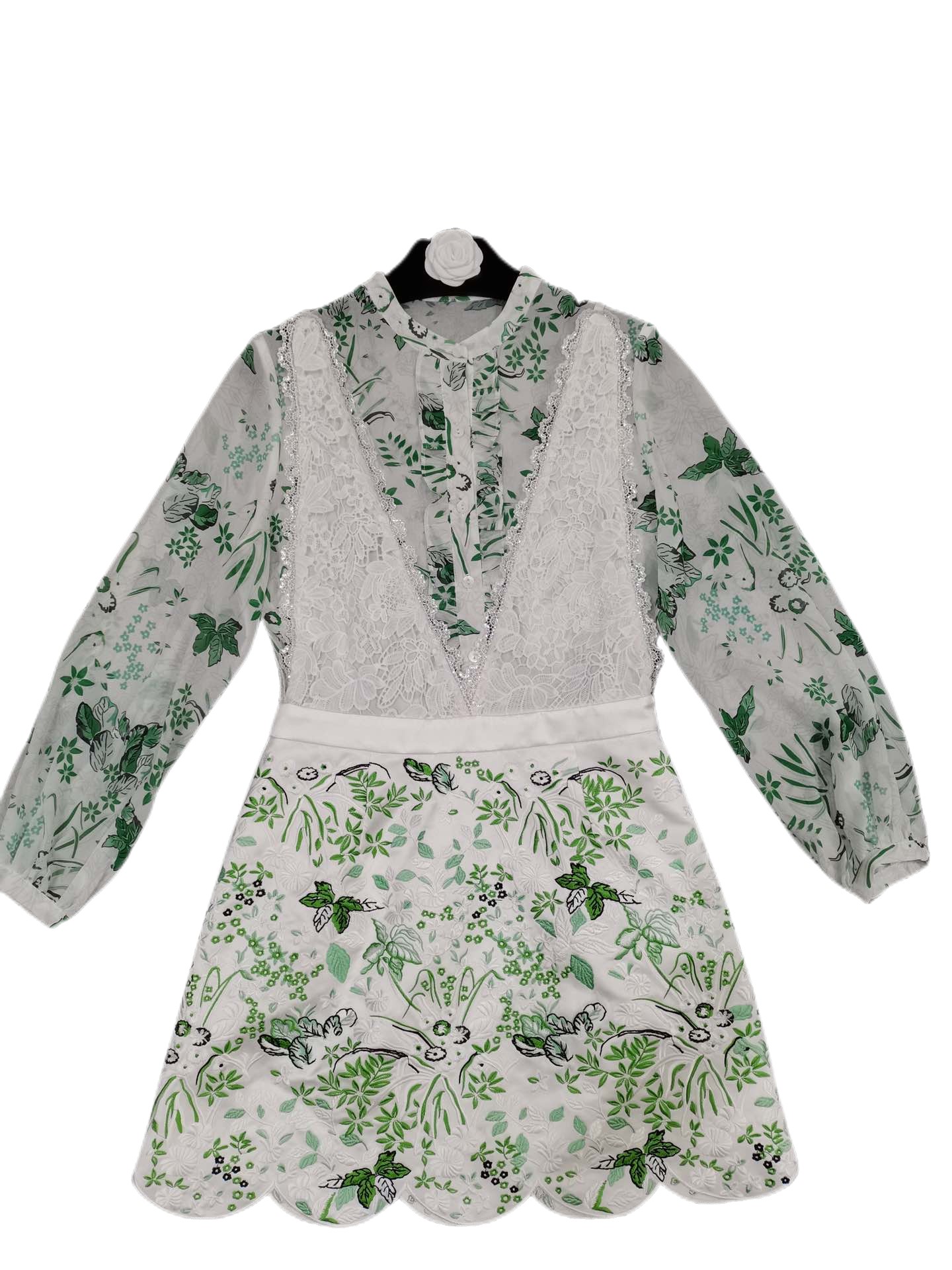 

2022 Early Autumn New Customized Shirt Strap A-line Dress Temperament Set, Green
