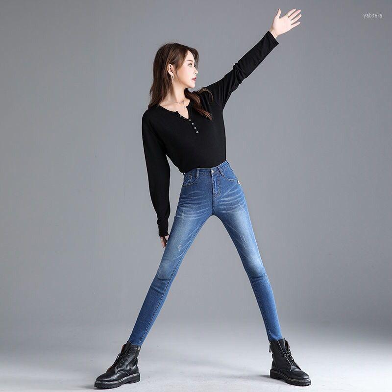 

Women's Jeans Slim Thin Ladies Trousers Denim Skinny Women's Stretch Female High Waist Pencil Jean For Women 2022 Spring Pants M476, Black