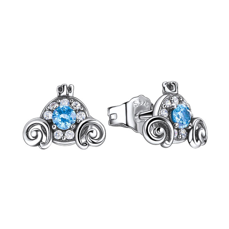 

Blue CZ diamond Pumpkin Stud Earrings 925 Sterling Silver with Original Box for Pandora Fashion Party Jewelry Earring Set For Women Girlfriend Gift