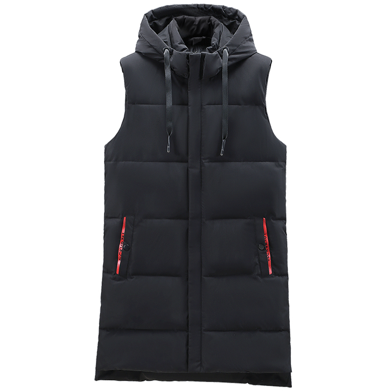

Men's Vests Autumn Winter Men Long Black Vest Hooded Brand Fashion Thick Warm Cotton Padded Sleeveless Jacket Men's Clothes 221202