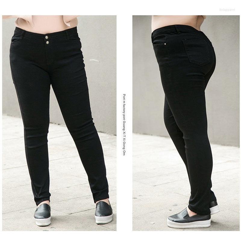 

Women's Jeans Add Fertilizer To Increase Deep Fabric Soft Elasticity 40-100kg High Waist Trousers, Dark blue trousers